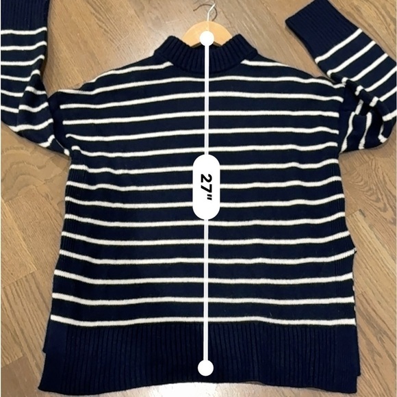 Ralph Lauren Striped Merino Wool Sweater small petite navy and white old money D - Picture 12 of 12